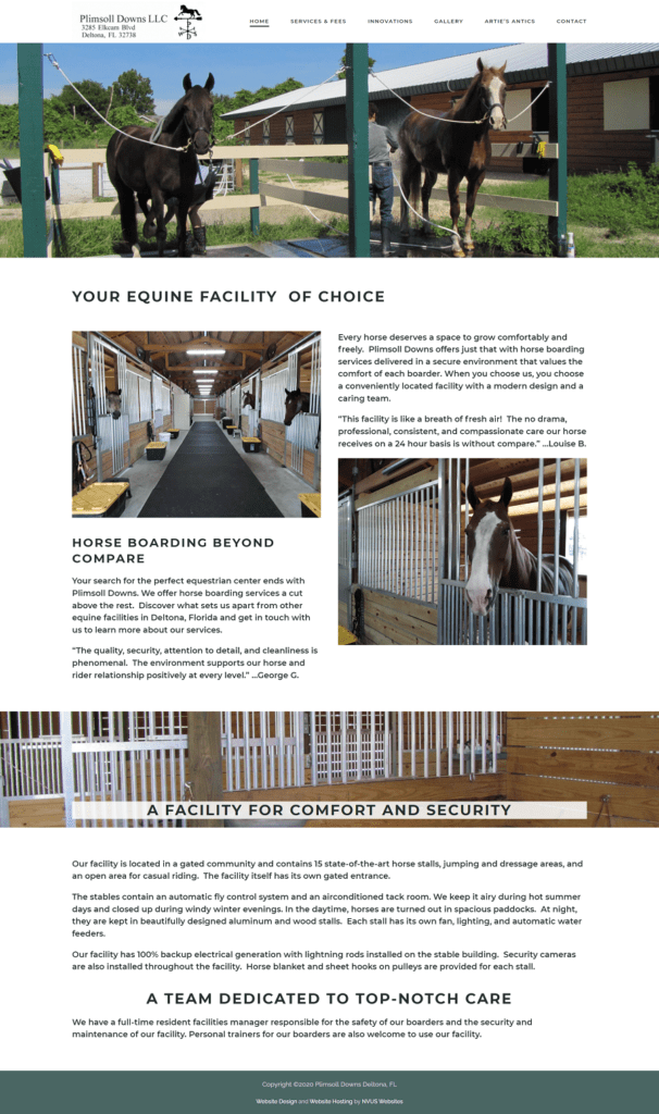 Horse Stables and Bording Website Design Deltona, FL