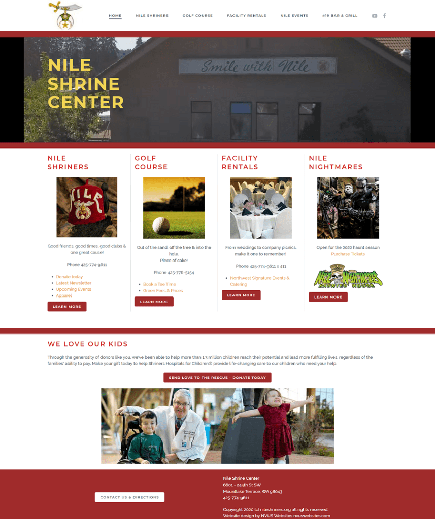 Shriners nonprofit website design and hosting Mountlake Terrace, WA 98043